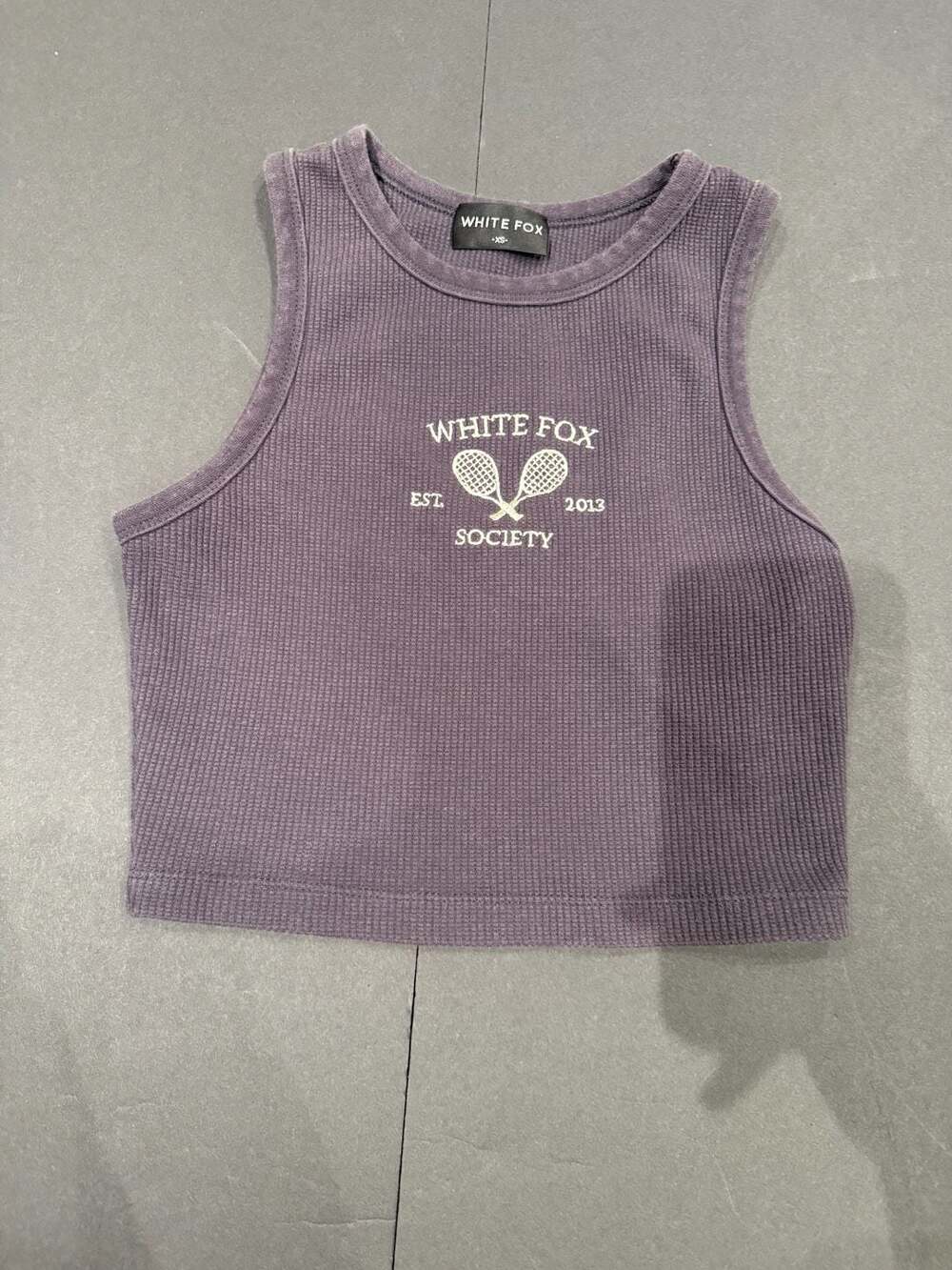 White Fox Society Waffle Knit Cropped Tank Top  XS